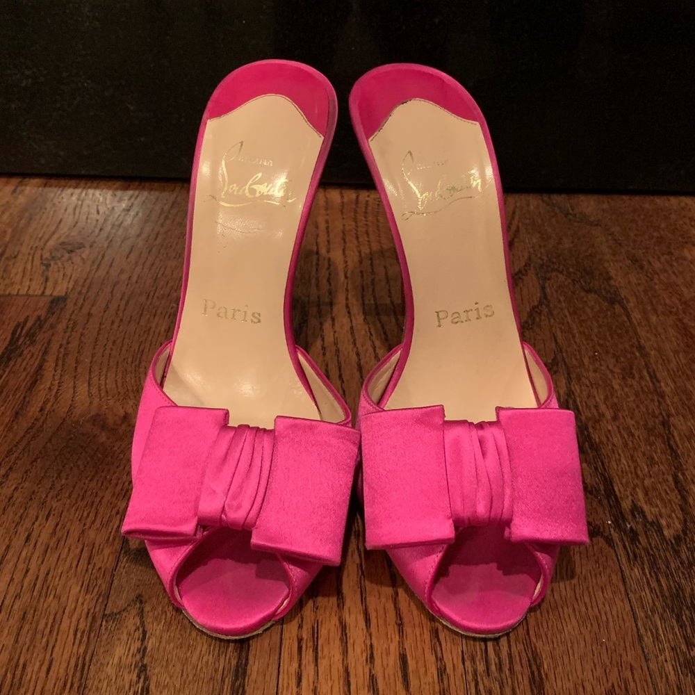 Christian Louboutin Hot Pink Satin Heel Size 7.5